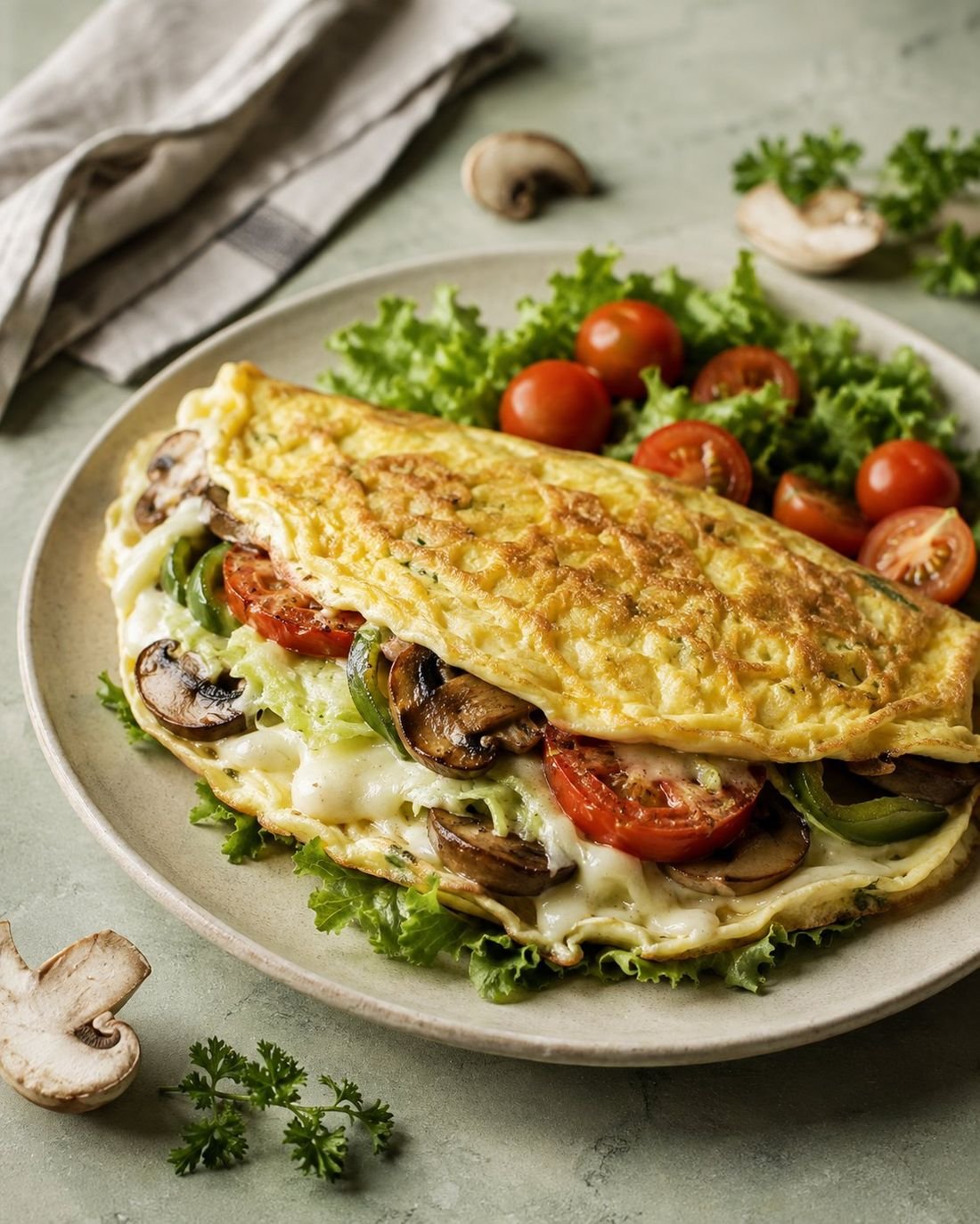 Stuffed Veggie Mozzarella Omelette