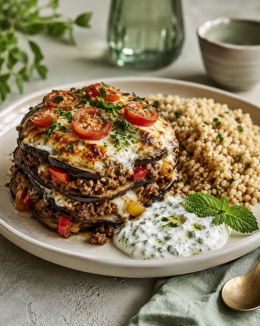 Baked Eggplant with Minced Meat and Cheese