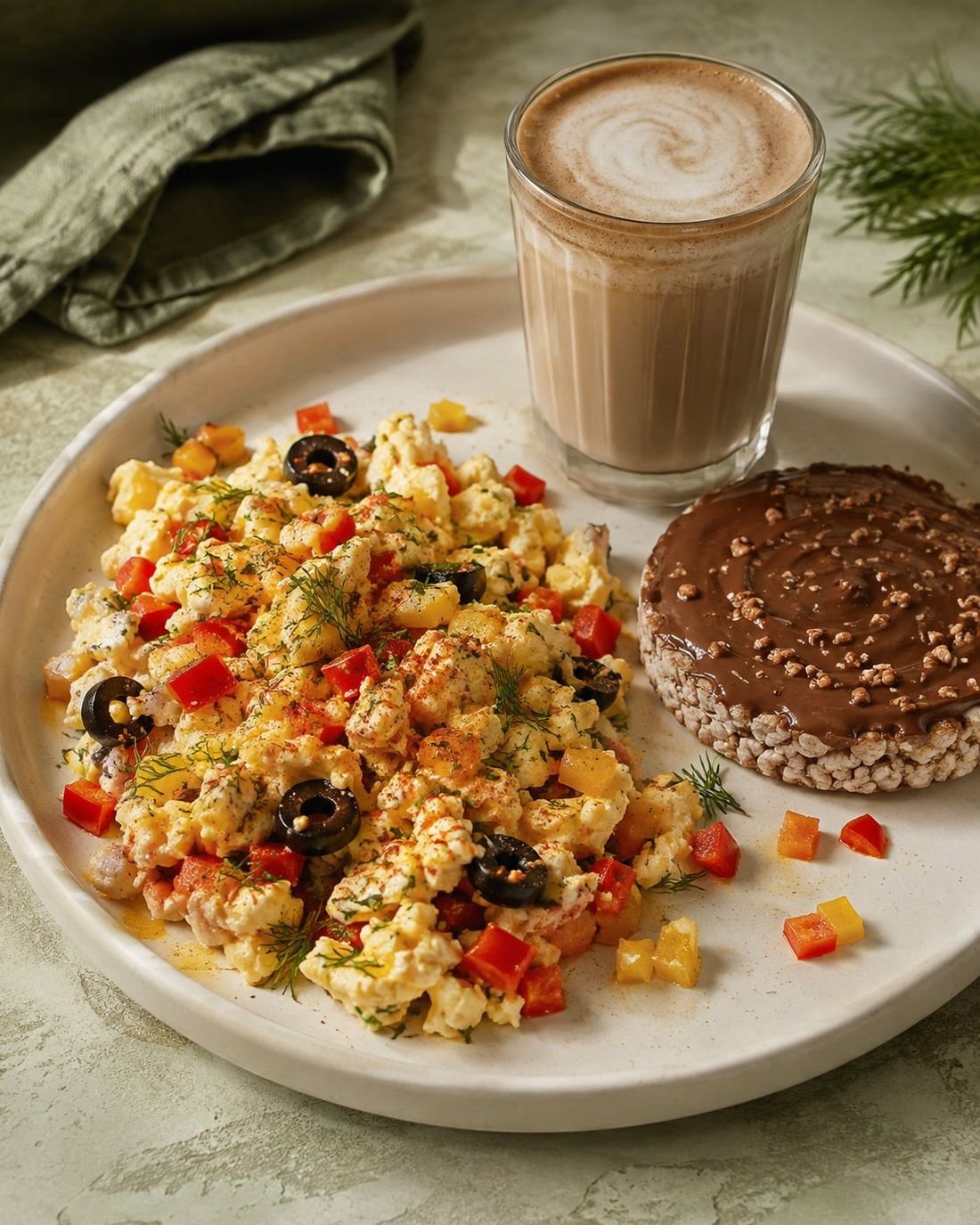 Pepper and Olive Scrambled Eggs