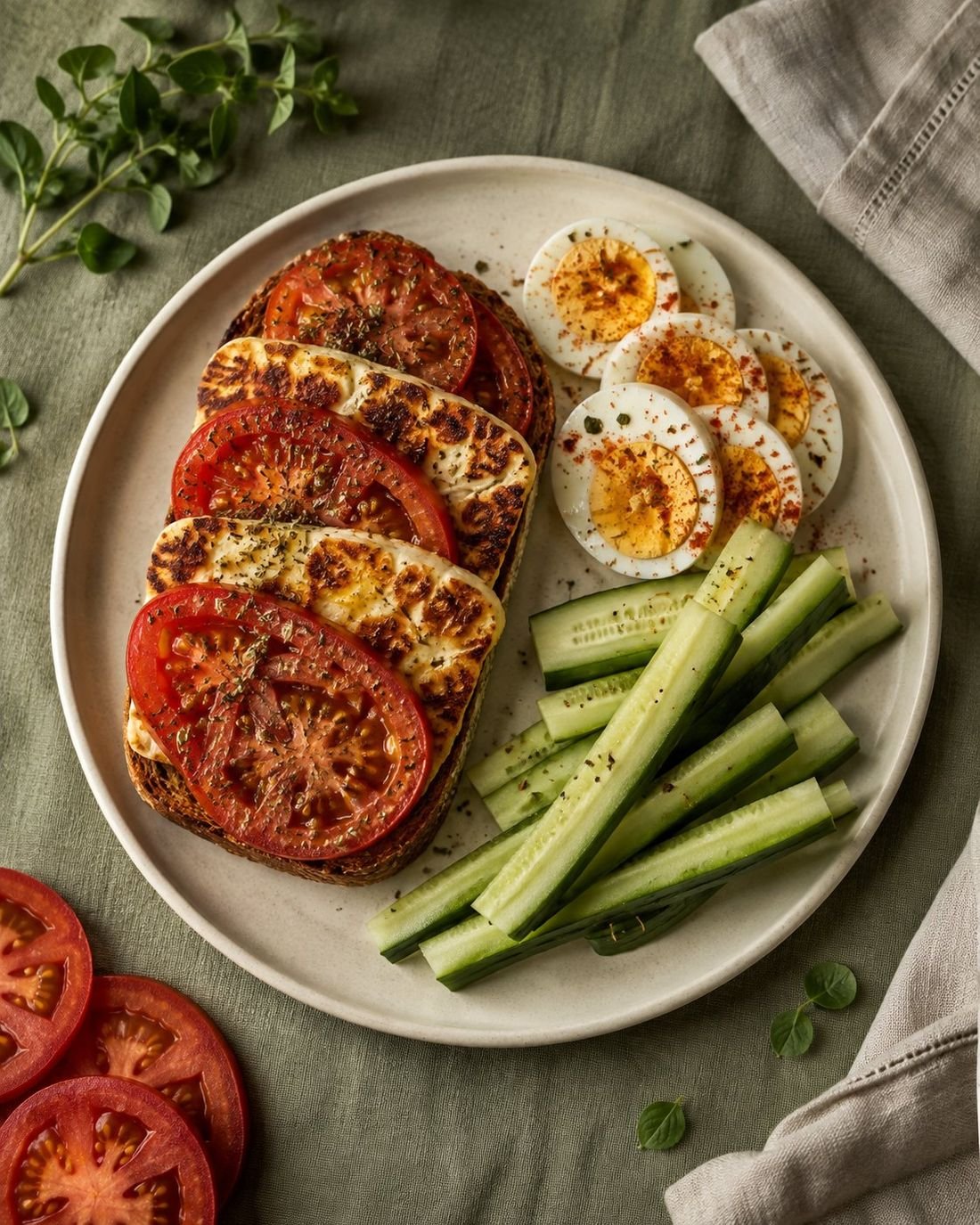 Grilled Halloumi and Tomato Toast