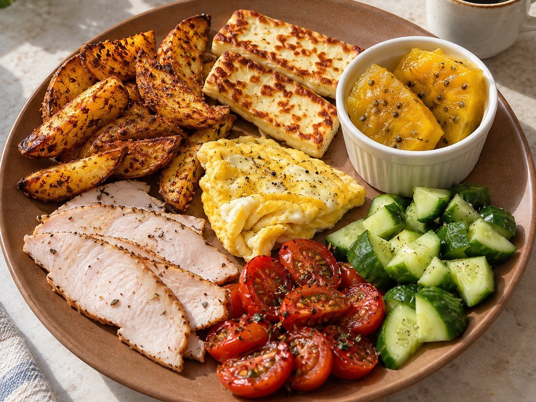 Halloumi, Turkey and Potato Wedge Breakfast Platter