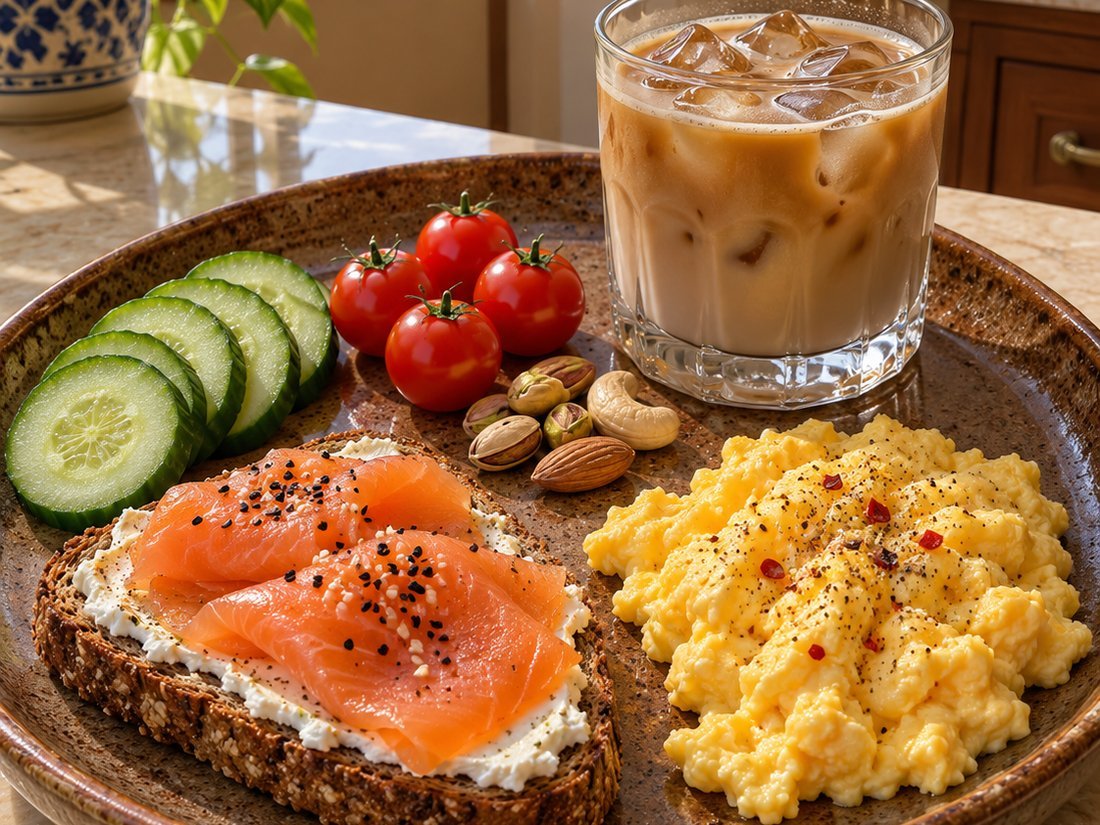 Scrambled Eggs and Smoked Salmon Toast Breakfast Tray