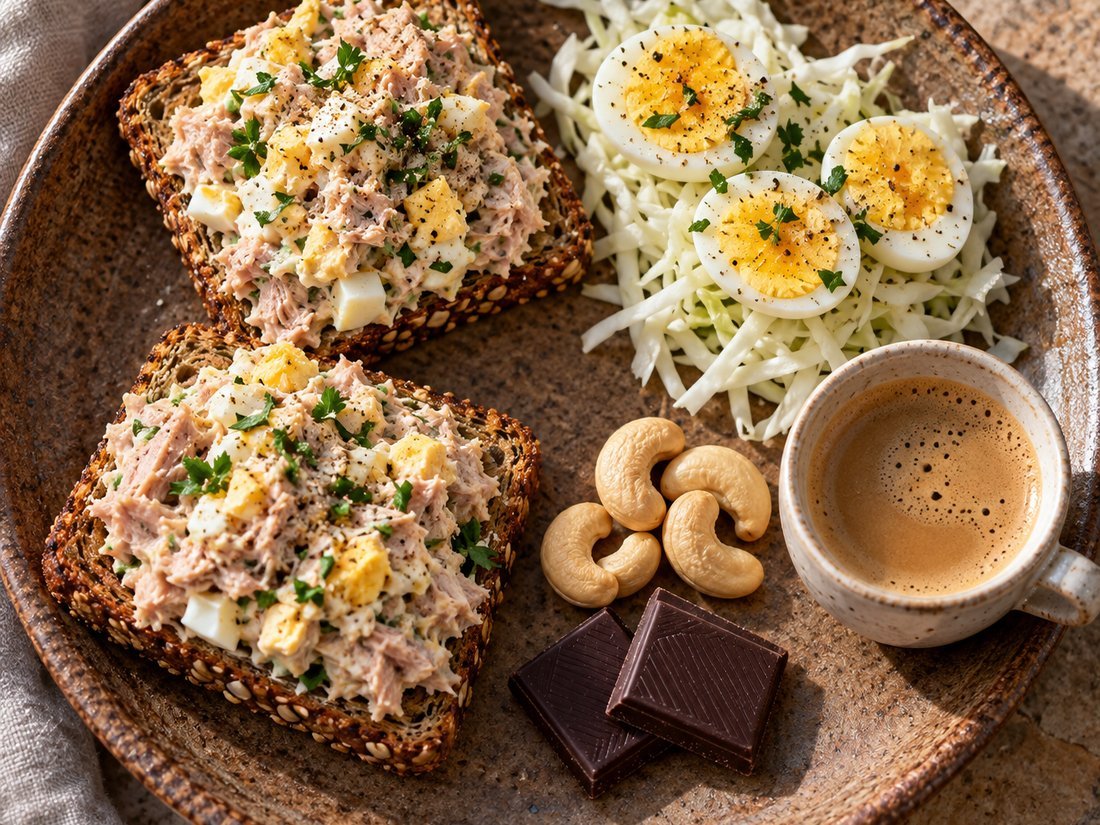 Tuna and Egg Salad Toast Breakfast Plate