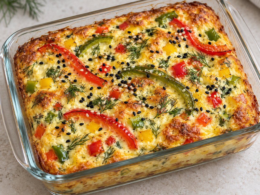 Air Fryer Cottage Cheese and Pepper Egg Bake