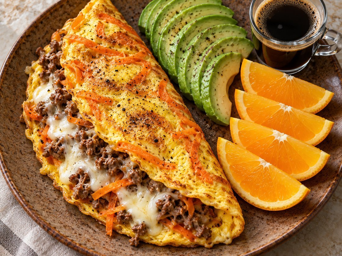 Carrot and Beef Mozzarella Omelette