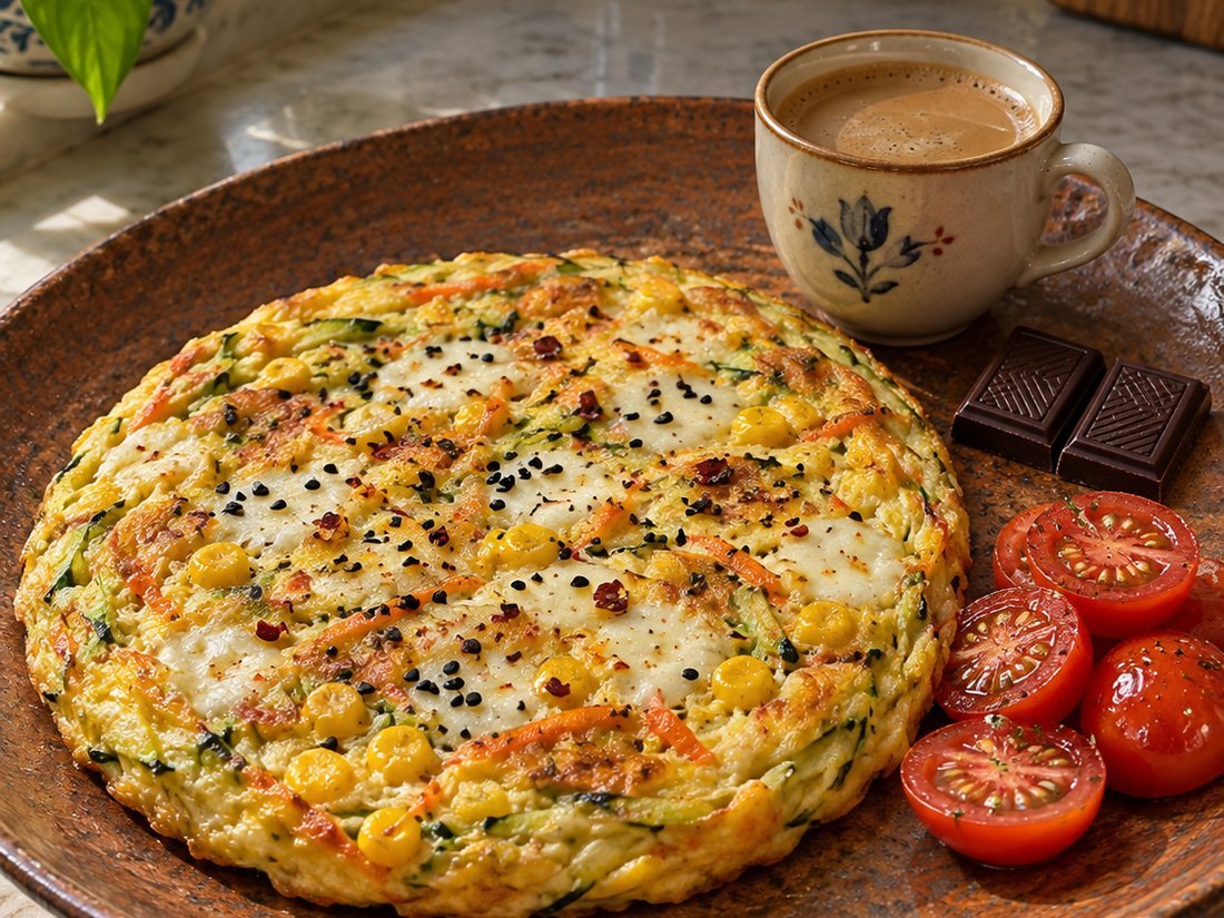 Zucchini, Carrot and Corn Mozzarella Omelette