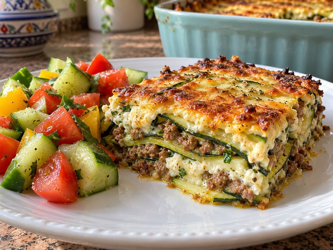 Zucchini Lasagna with Minced Beef and Cheese